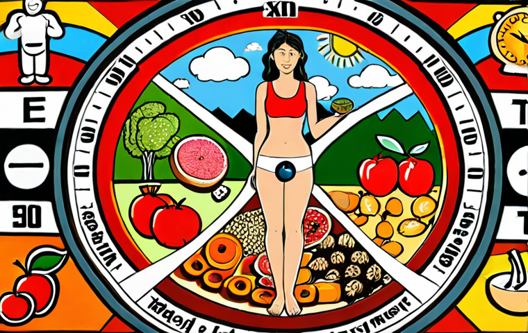**
A vibrant illustration depicting a balanced scale. On one side, a woman surrounded by healthy food, engaging in exercise, and socializing with friends, representing holistic health management. On the other side, a man, also surrounded by healthy habits, but with emphasis on stress management and regular check-ups. The background shows a clock with gears, symbolizing the differing paces of life influenced by lifestyle choices.
**